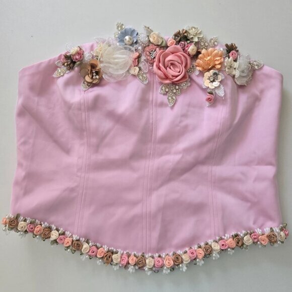Fillyboo Peaches & Pearls Floral Bustier in Candy Pink Size XL NWT b62E - Picture 2 of 9